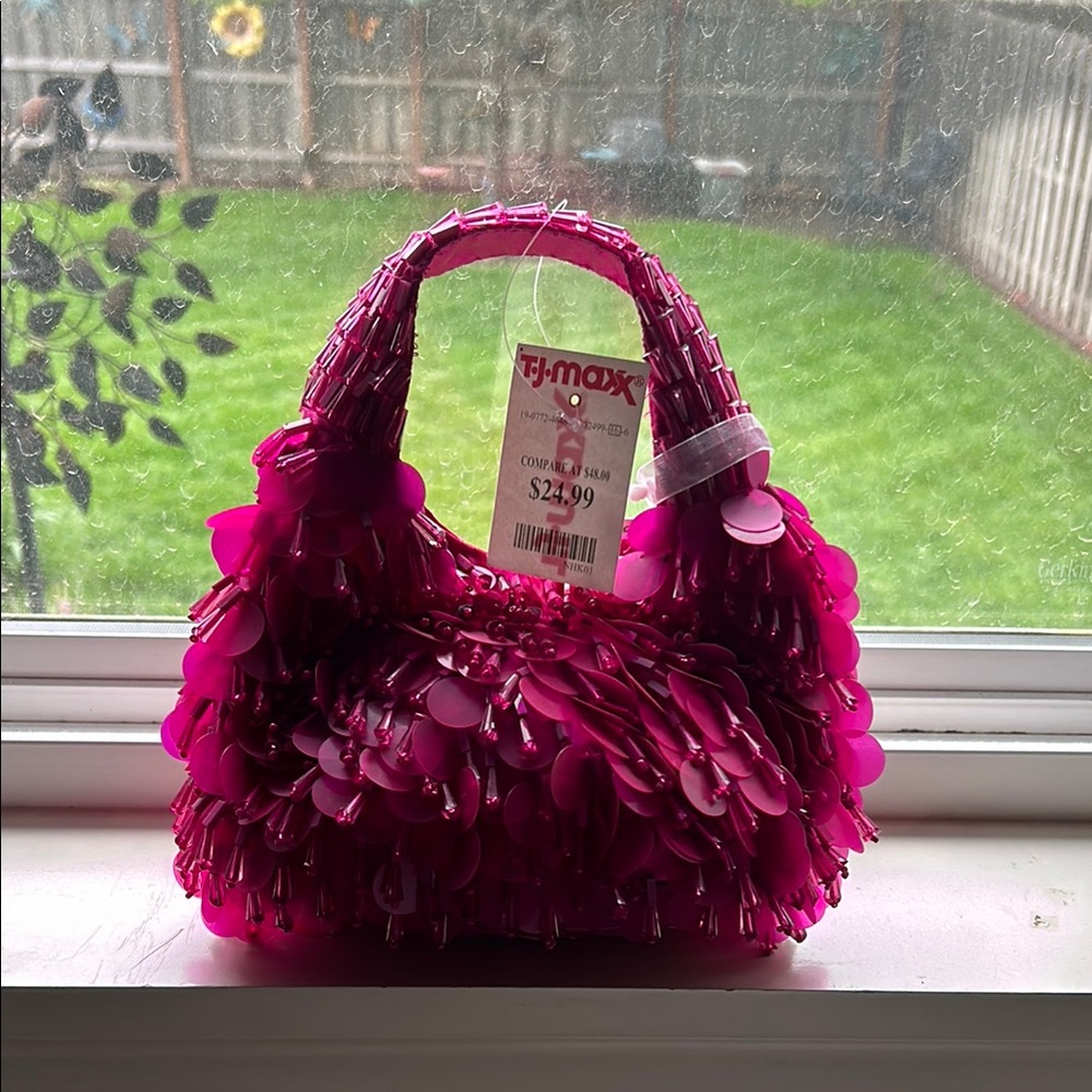 Vibrant Pink Textured Shoulder Bag